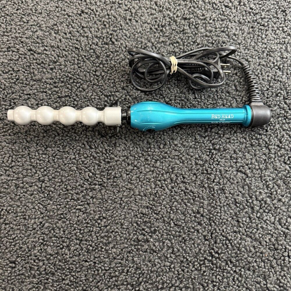 Bed Head Rock N’ Roller Clamp-Free Bubble Teal Curling Wand 1” / 0.75” Hair Tool